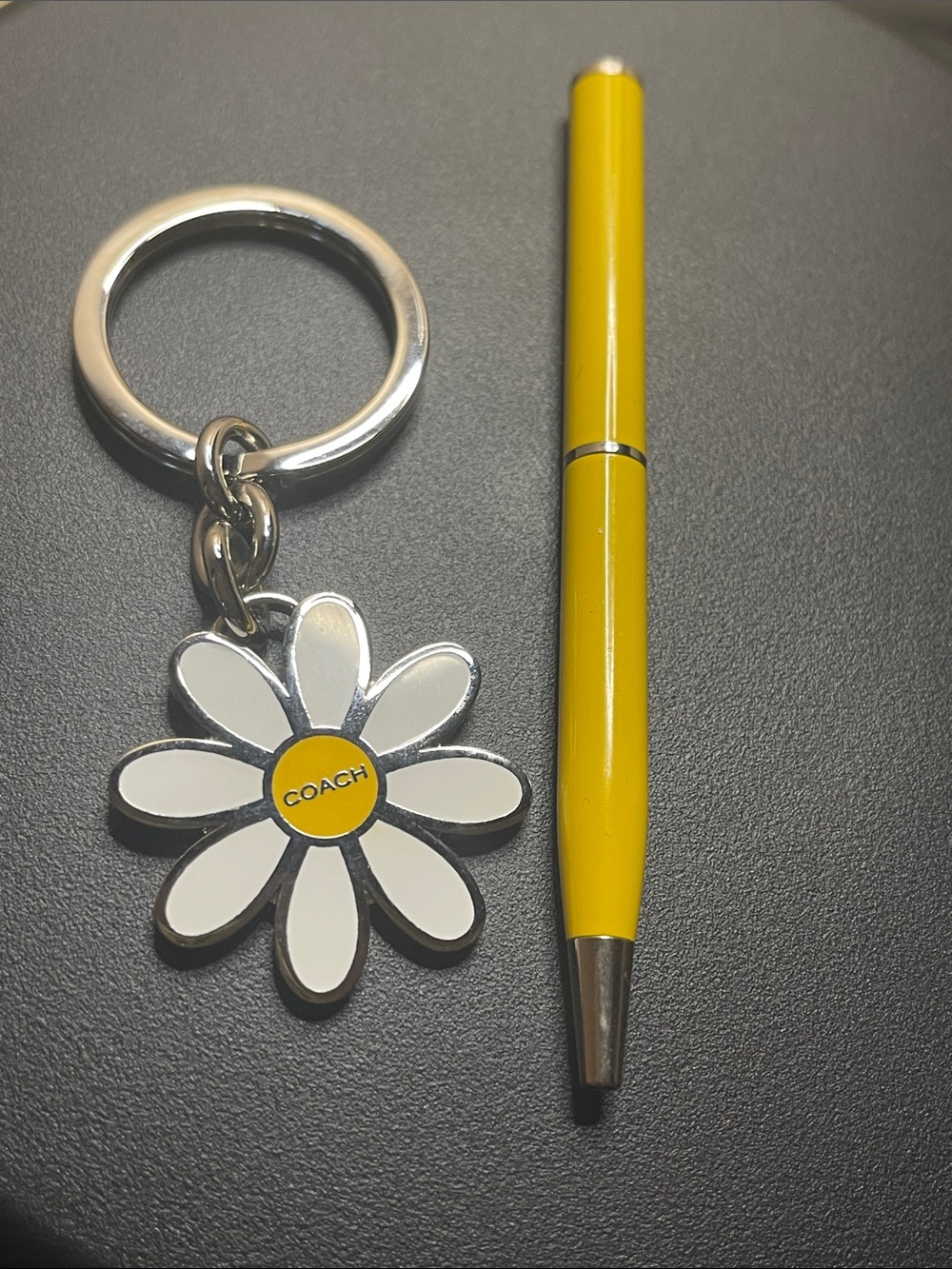 Coach Daisy Keychain and Yellow Coach Pen Set